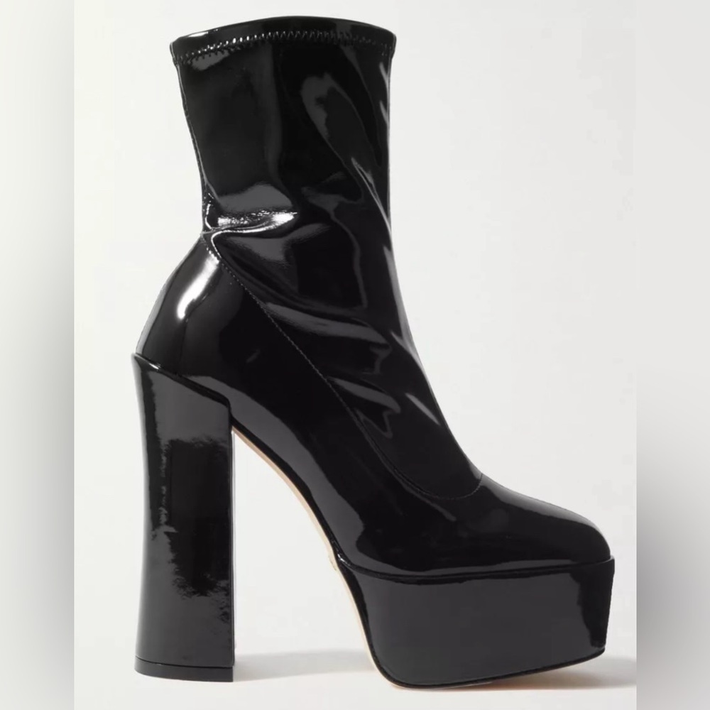 Stuart Weitzman Black Patent Platform Ankle Boots